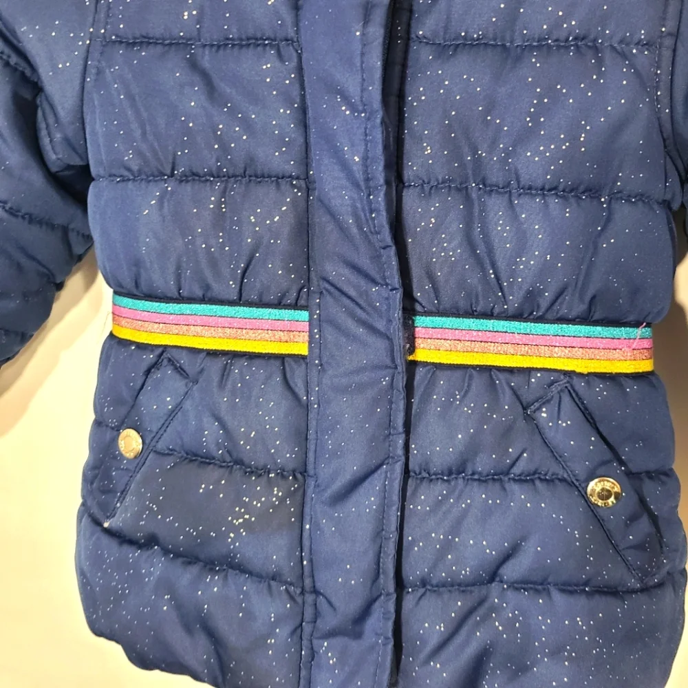 Carter's Toddler Girls Size 3t Navy Blue Hooded‎ Coat Ski Jacket Faux Fur Trim